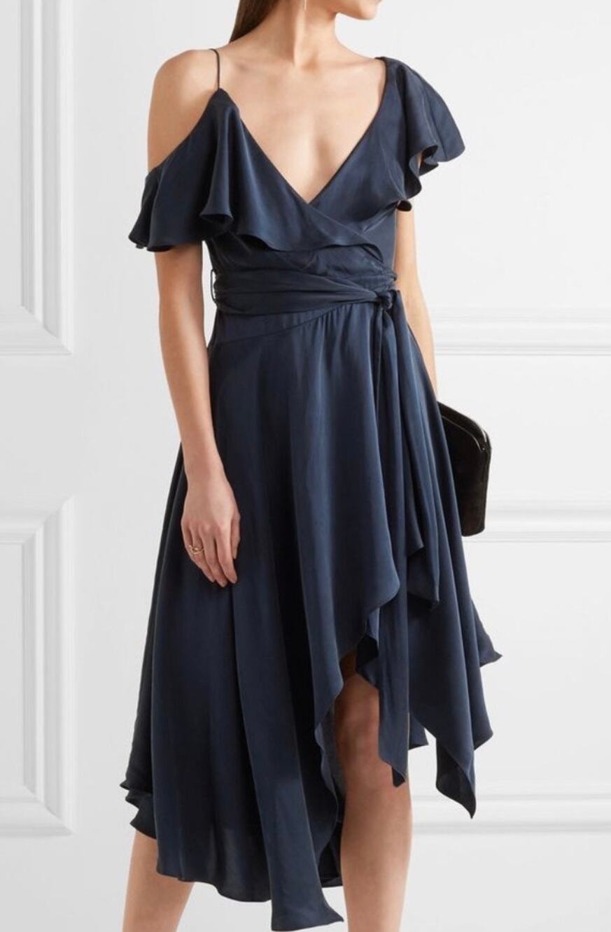 Zimmermann Sueded Silk Wrap Dress in Navy Sz. 1 (US S)
